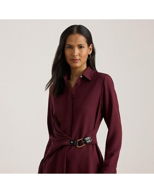 Ralph Lauren Purple Buckle-Trim Georgette Blouse