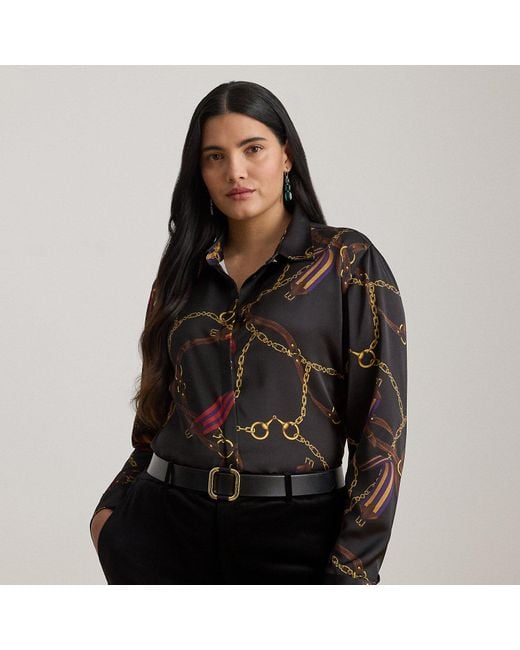 Ralph Lauren Black Ralph Lauren Classic Fit Belting-Print Satin Shirt