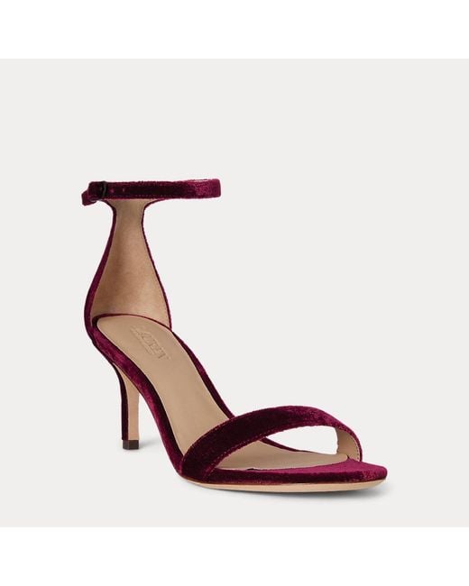 Ralph Lauren Red Sandale Allie Aus Samt