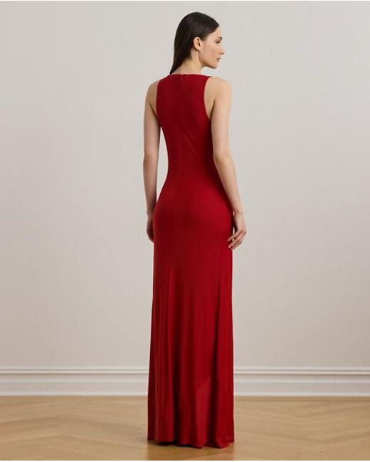 Robe De Soirée À Col Boule En Jersey Ralph Lauren en coloris Red