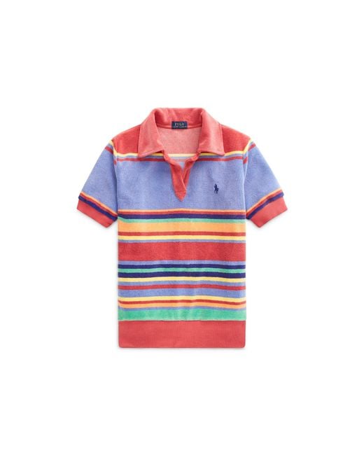 Polo Ralph Lauren Cotton Striped Terry Polo Shirt | Lyst