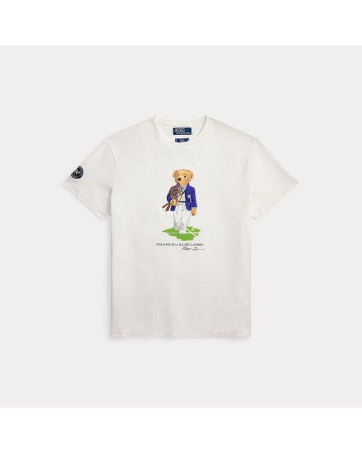 Polo Ralph Lauren White Wimbledon Classic Fit Polo Bear T-Shirt for men