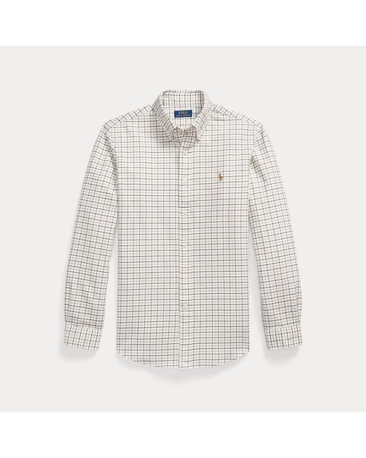 Polo Ralph Lauren White Custom Fit Tattersall Oxford Shirt for men