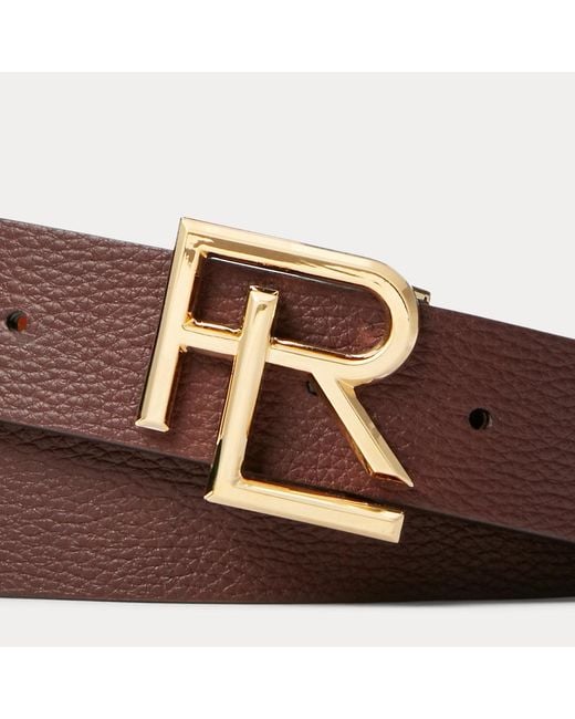 Ralph Lauren Purple Label Brown Rl-buckle Pebbled Calfskin Belt for men