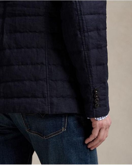 Polo Ralph Lauren Blue Quilted Linen Down Jacket for men