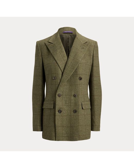 Ralph Lauren Green Ramona Windowpane Tweed Jacket