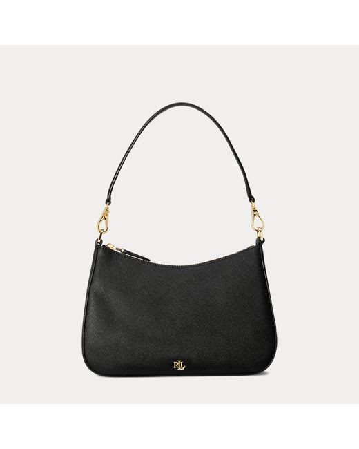 Ralph Lauren Danni Medium Leren Tas Met Kruisarcering in het Gray