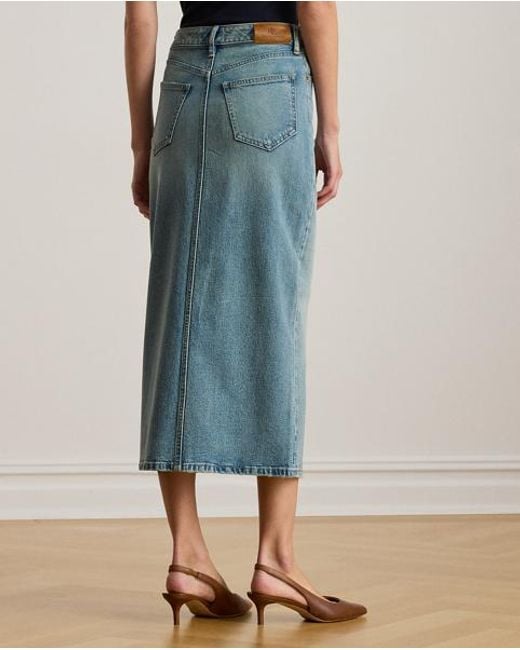Ralph Lauren Blue Denim Pencil Midi Skirt