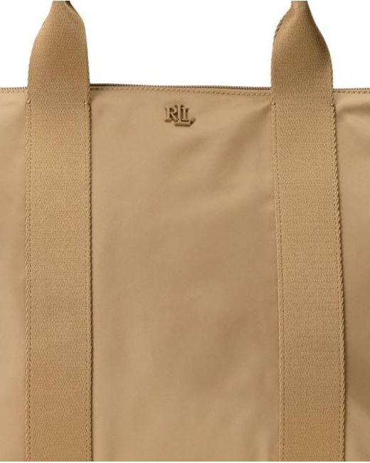 Ralph Lauren Stevie Extra Grote Nylon Tas Met Rits in het Natural
