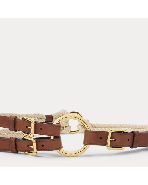 Ralph Lauren Brown Tri-Strap O-Ring Rope & Leather Belt