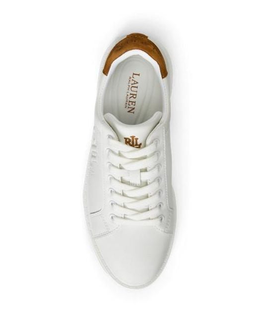 Ralph Lauren Ainsley Sneaker Van Leer En Suède in het White
