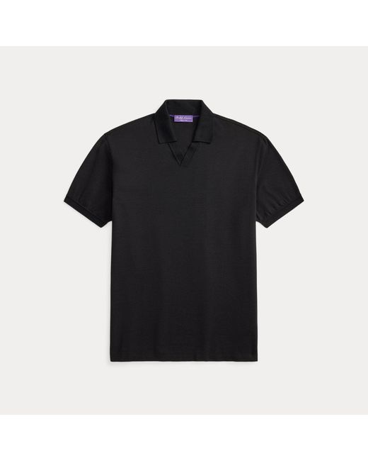 Ralph Lauren Black Cotton-Cashmere Piqué Polo Shirt for men