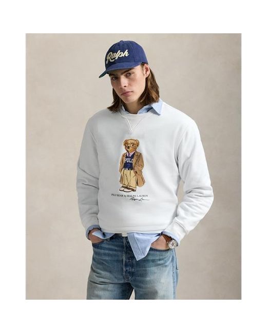 Polo Ralph Lauren White Polo Bear Fleece Pullover for men