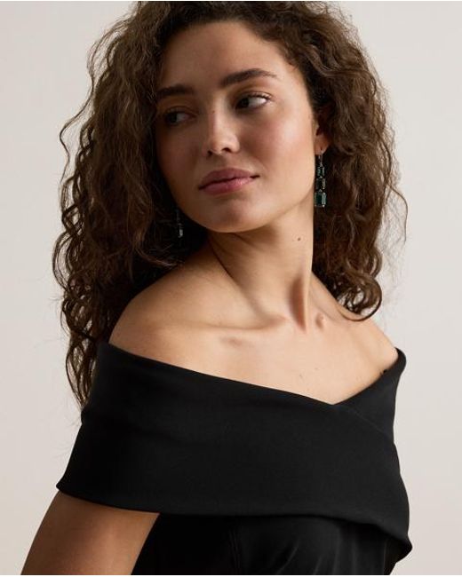 Ralph Lauren Black Faille Off-The-Shoulder Cocktail Dress