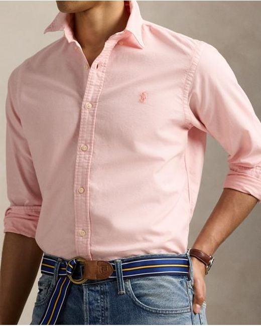Polo Ralph Lauren Pink Classic Fit Mineral-Dyed Oxford Shirt for men