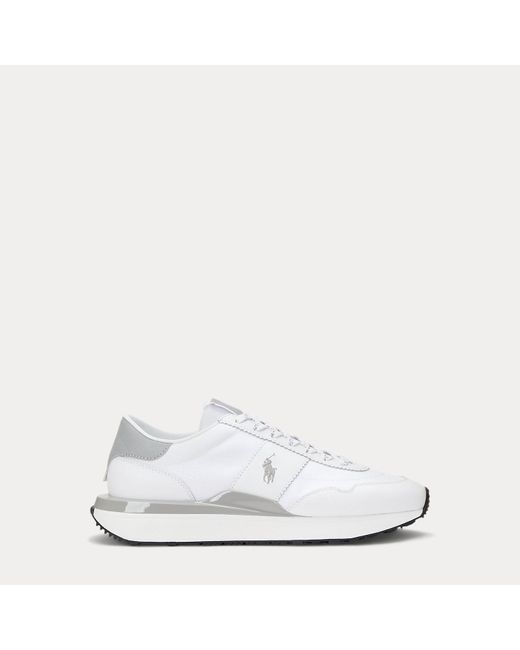 Ralph Lauren White Train 89 Leather And Oxford Trainer for men