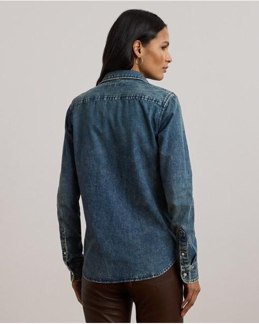 Ralph Lauren Classic Fit Denim Overhemd in het Blue