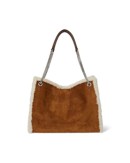 Tote Bradley grande con shearling di Ralph Lauren in Black