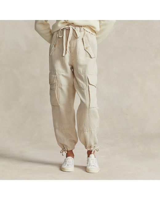 Polo Ralph Lauren Natural Linen-cotton Canvas Cargo Trouser
