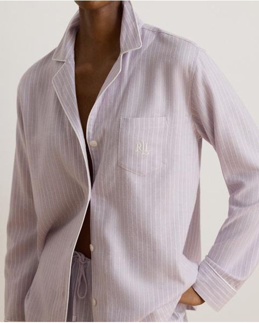 Ralph Lauren Purple Striped Brushed Twill Sleep Set
