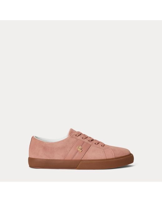 Ralph Lauren Pink Janson Ii Suede & Nappa Leather Trainer