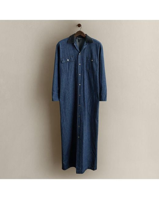 Ralph Lauren Blue C. 1986 Cotton Long Barn Coat