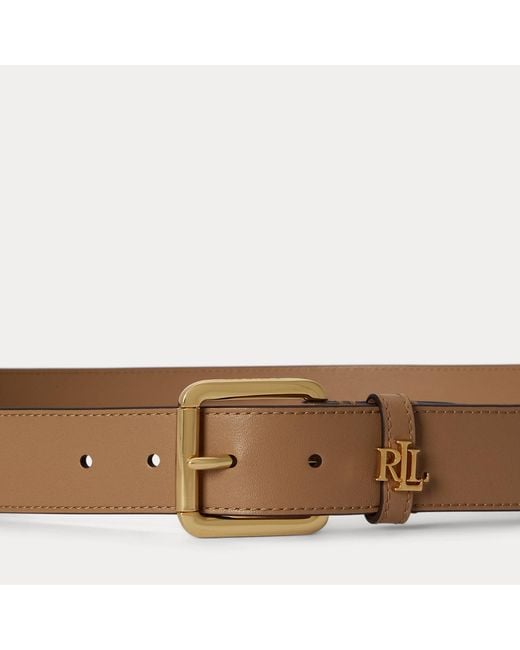 Ralph Lauren Brown Logo-Keeper Leather Belt
