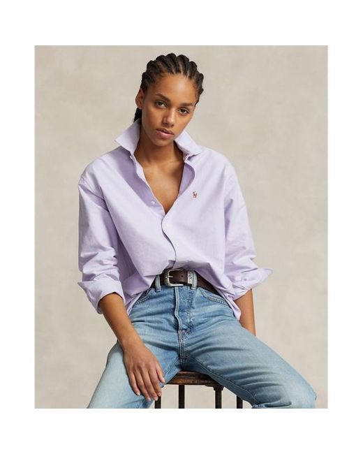Camicia in Oxford di cotone Relaxed-Fit di Polo Ralph Lauren in Purple