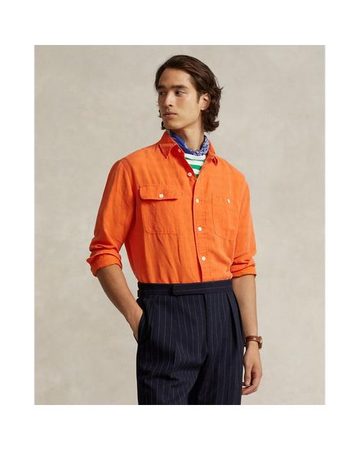 Polo Ralph Lauren Classic-Fit Arbeitshemd mit Leinen in Orange für Herren