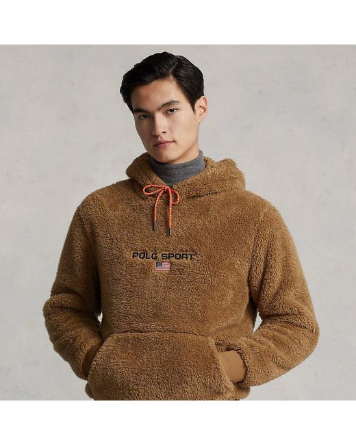 polo bear pile fleece hoodie