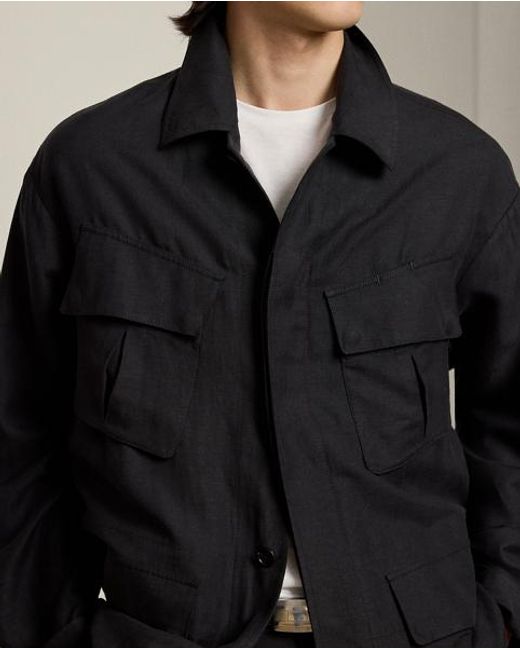 Ralph Lauren Black Silk-Linen Field Jacket for men