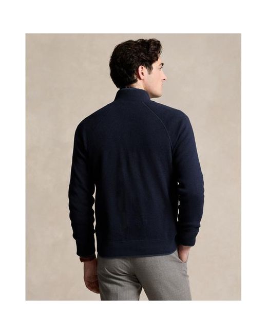 Polo Ralph Lauren Blue Textured Cotton Full-zip Jumper for men