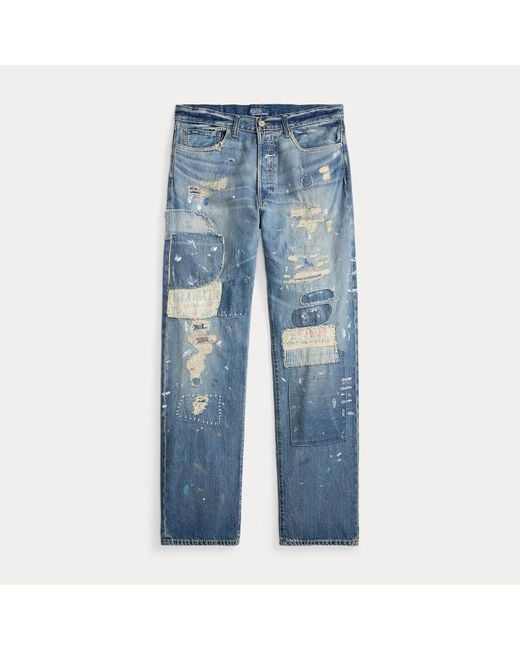 Polo Ralph Lauren Blue Heritage Straight Distressed Jean for men