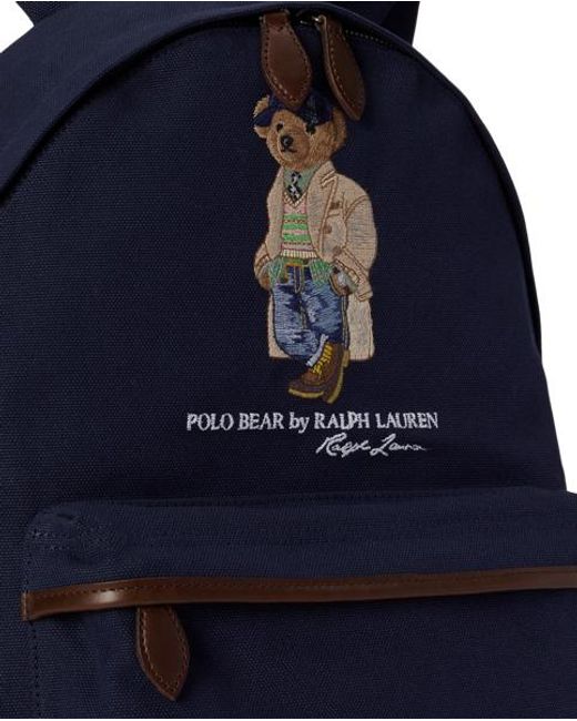 Polo Ralph Lauren Blue Polo Bear Canvas Backpack for men
