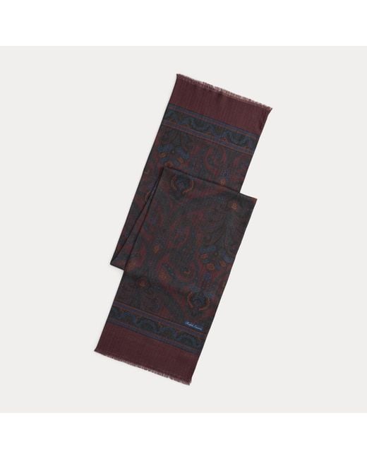 Ralph Lauren Blue Paisley Cashmere-Silk Scarf for men