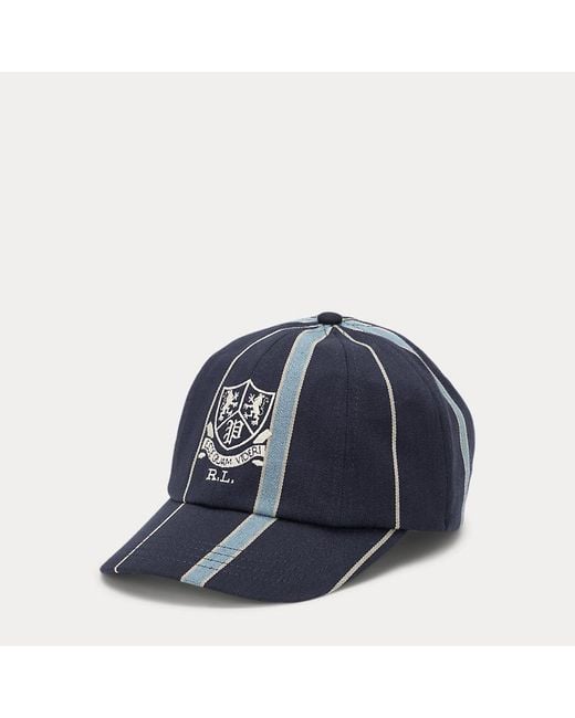 Polo Ralph Lauren Blue Crest Striped Satin Cricket Cap for men