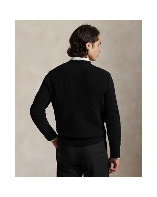 Ralph Lauren Black Polo Bear Wool Sweater for men