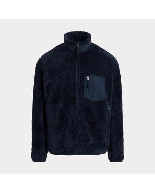 Polo Ralph Lauren Blue Pile Fleece Hybrid Jacket for men