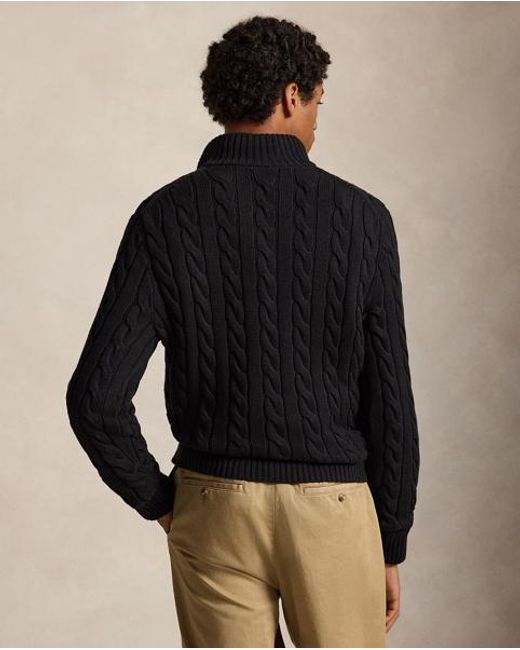 Polo Ralph Lauren Black Cable-Knit Cotton Quarter-Zip Jumper for men