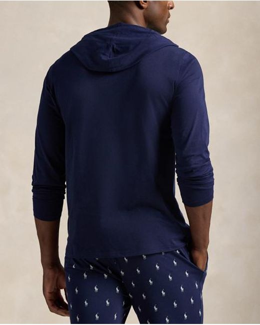 Polo Ralph Lauren Blue Cotton Jersey Sleep Hoodie for men