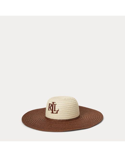 Lauren by Ralph Lauren Brown Two-tone Straw Sun Hat