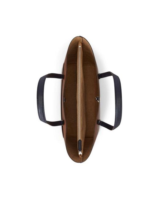 Tote Karly grande in pelle tratteggiata di Ralph Lauren in Brown
