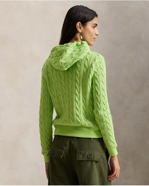 Polo Ralph Lauren Green Cable-Knit Cotton Full-Zip Hoodie
