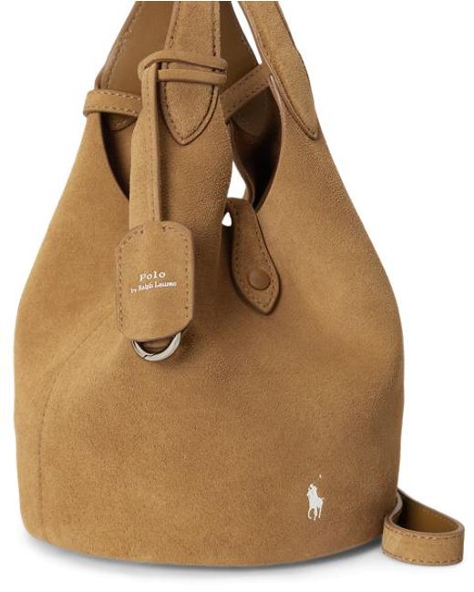 Polo Ralph Lauren Brown Polo Play Suede Small Tote & Crossbody