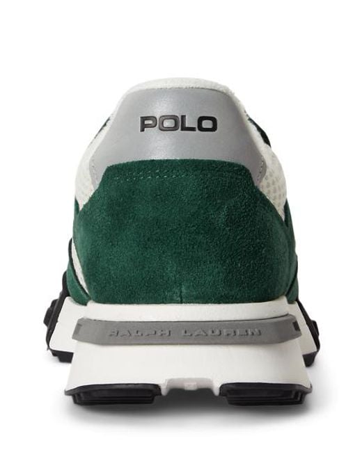 Polo Ralph Lauren Green Eldridge Suede-Panelled Trainer for men