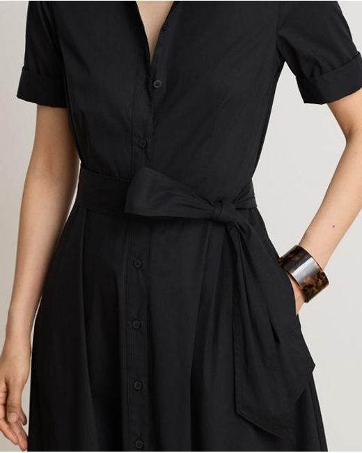 Ralph Lauren Black Belted Stretch-Cotton-Blend Shirtdress