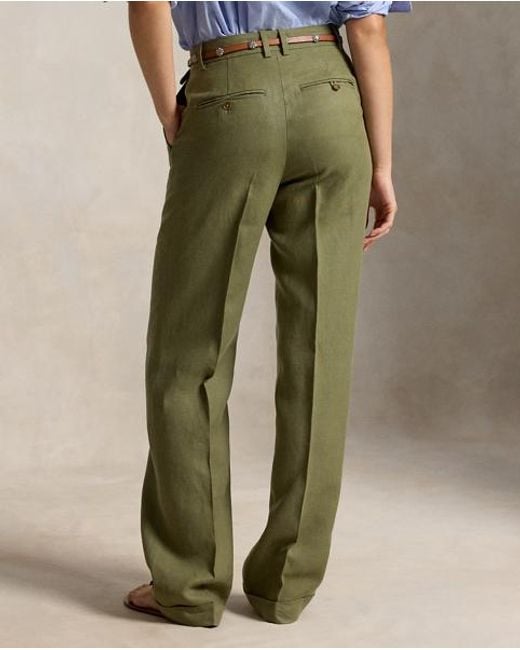 Polo Ralph Lauren Green Hemp-Linen Relaxed Straight Trouser
