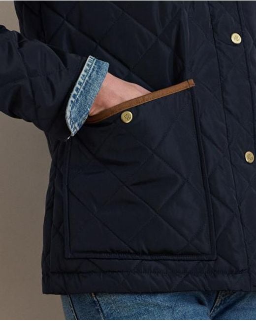Ralph Lauren Blue Twill-Trim Diamond-Quilted Barn Jacket