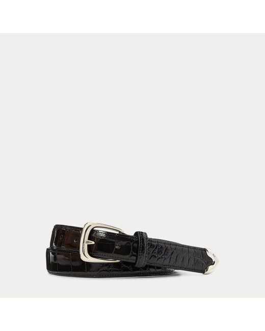 Ralph Lauren Black Buckle Alligator Belt for men