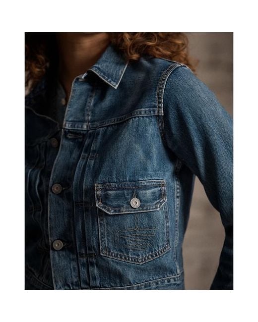 RRL Blue Cropped Denim Jacket